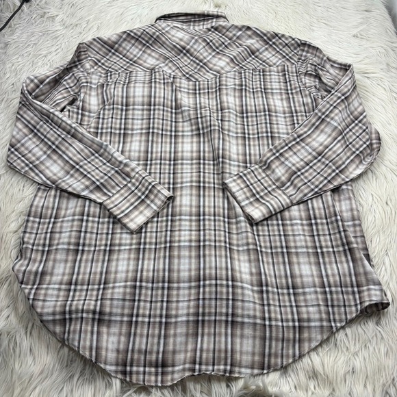 Plains Western Wear Men's XL Plaid Pearl Snap Shirt Cowboy Stage Coach Gray - Picture 6 of 6